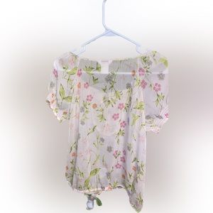 Joe Fresh pink sheer floral blouse size s/p.